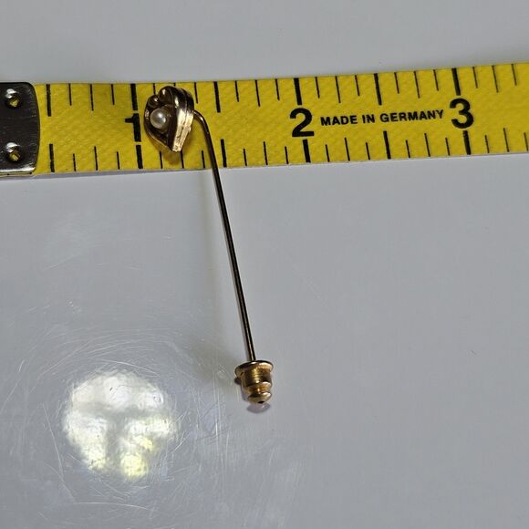 *Sale* Vintage Gold Tone Heart With Faux Pearl Stick Pin - Picture 4 of 9
